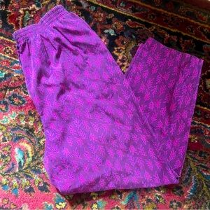L.L. Bean Purple Patterned Cotton Pants